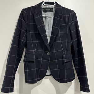 Zara Black with grey windowpane stripe blazer